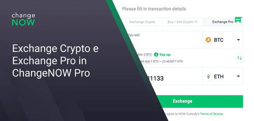 Exchange Crypto e Exchange Pro in ChangeNOW Pro